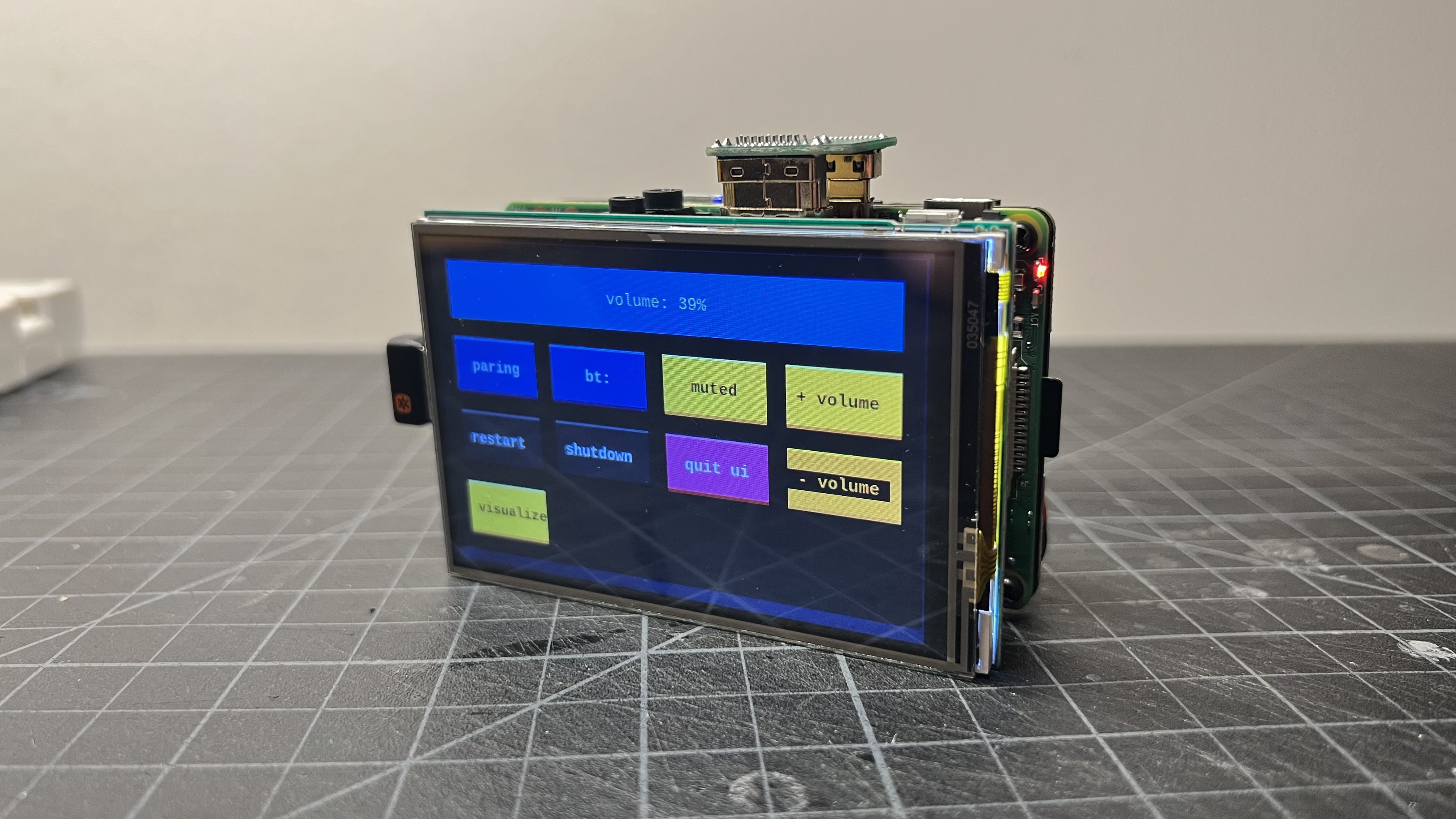 Raspberry Pi with a touch sensitive screen, running Textual